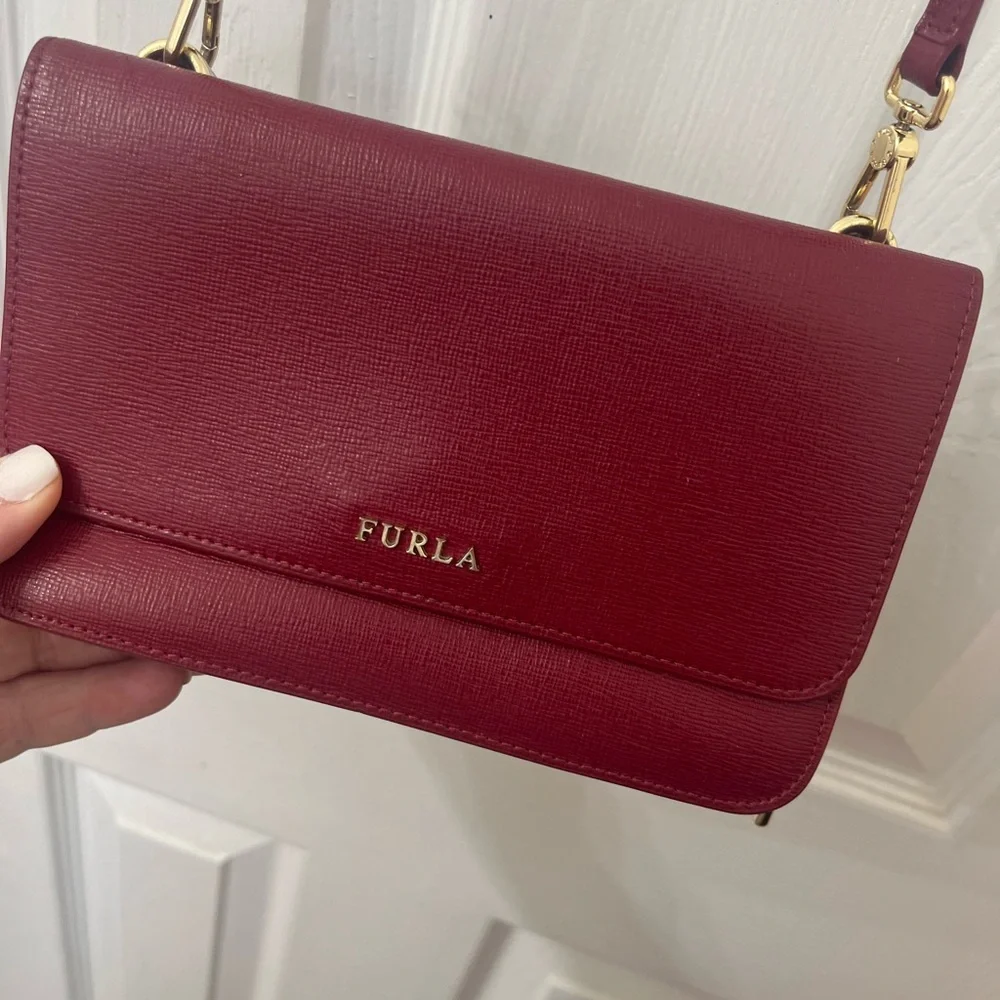 FURLA Riva/shoulder bag/leather/RED/solid color - Picture 2 of 9